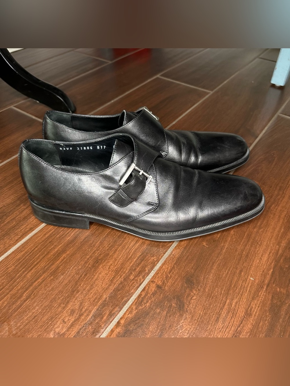 Salvatore Ferragamo Monk Black Leather Men’s Dress Shoe 8.5 D